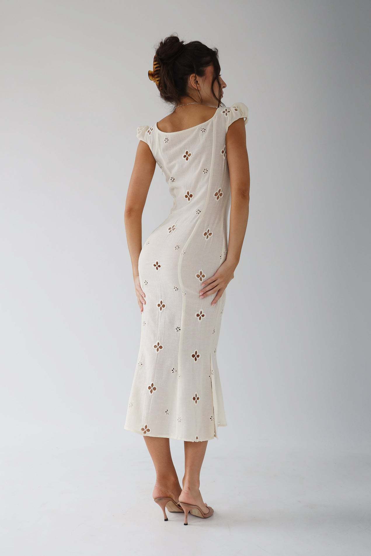 Messina - Vintage Geborduurde Fishtail Midi-jurk