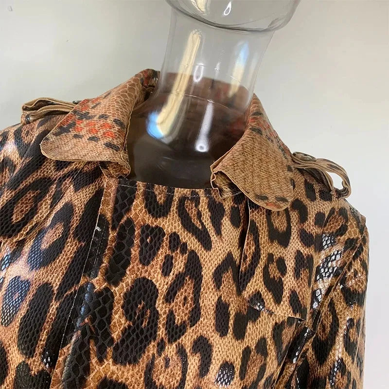 Ursula | Luxe Luipaardprint Trenchcoat Veganistisch Leer