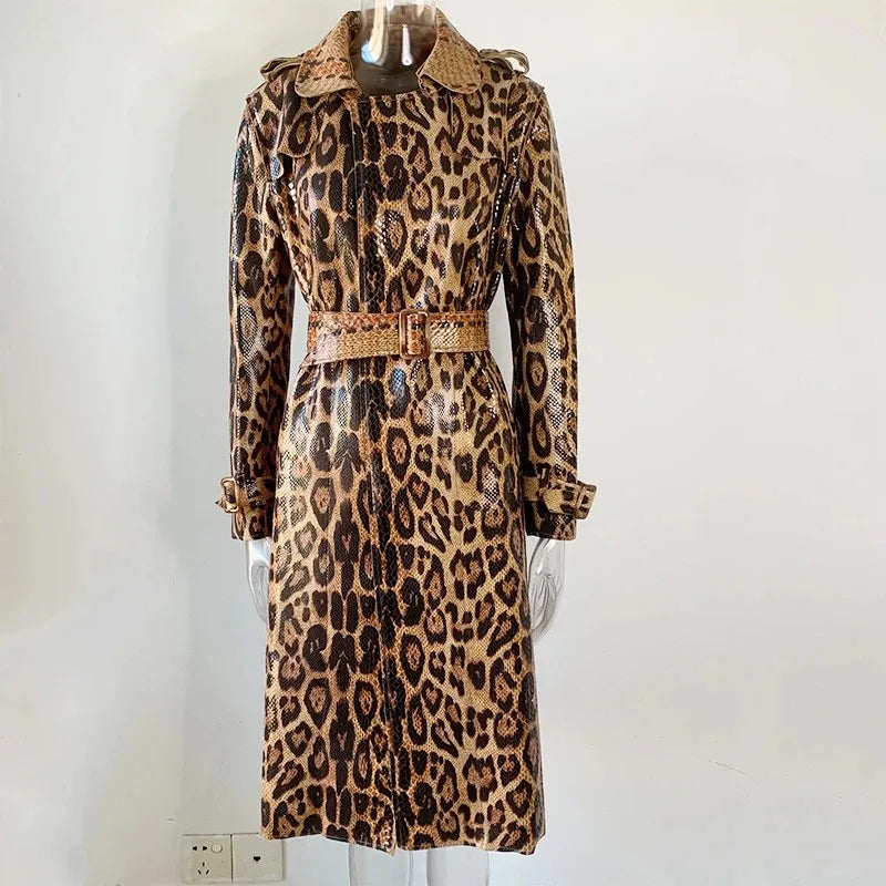 Ursula | Luxe Luipaardprint Trenchcoat Veganistisch Leer