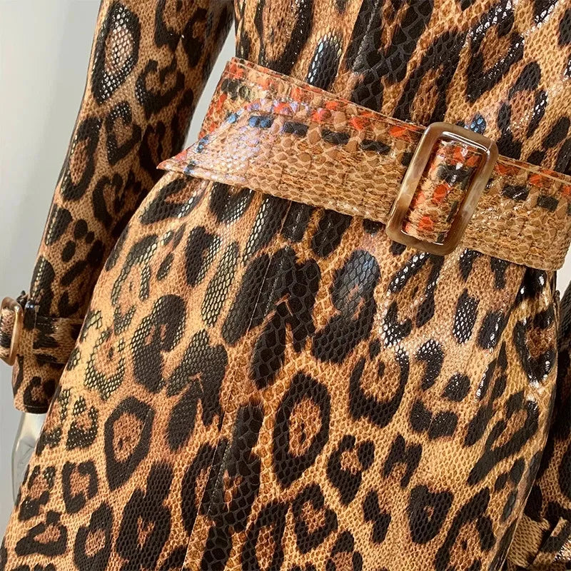Ursula | Luxe Luipaardprint Trenchcoat Veganistisch Leer