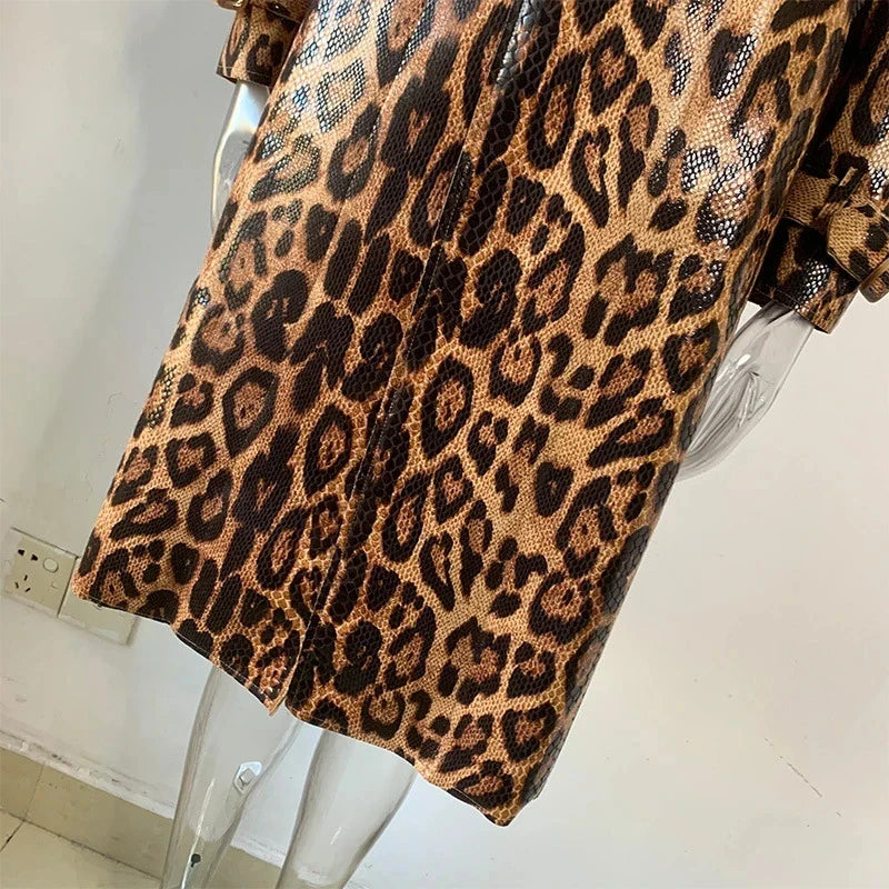 Ursula | Luxe Luipaardprint Trenchcoat Veganistisch Leer