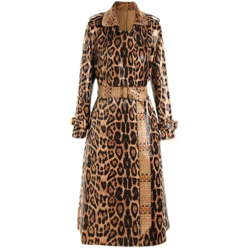 Ursula | Luxe Luipaardprint Trenchcoat Veganistisch Leer