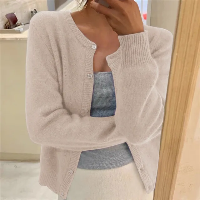 Lilian – Effen Kleur Gebreid Vest voor Dames