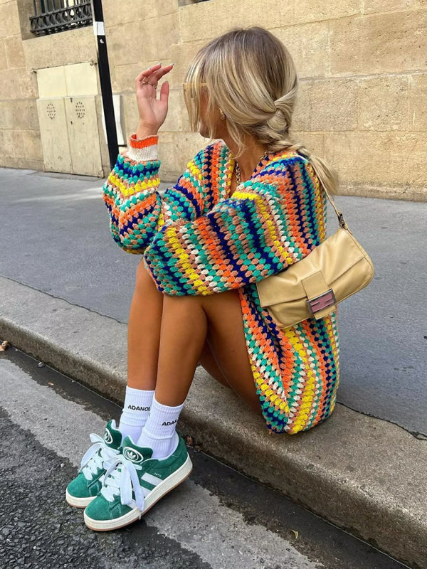 Venne | Multicolor Gehaakte Trui – Vrouwen Street Fashion Vest