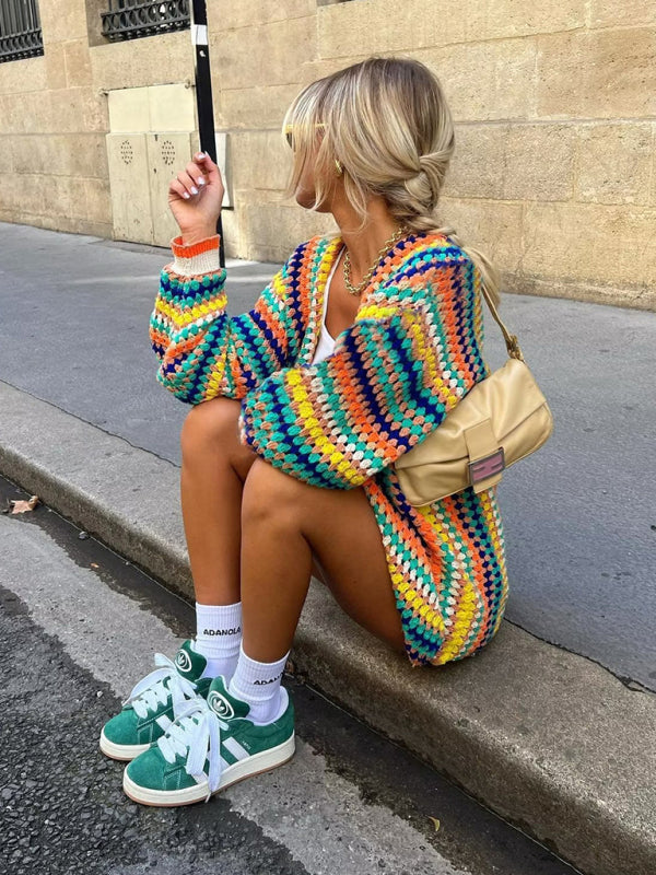 Venne | Multicolor Gehaakte Trui – Vrouwen Street Fashion Vest