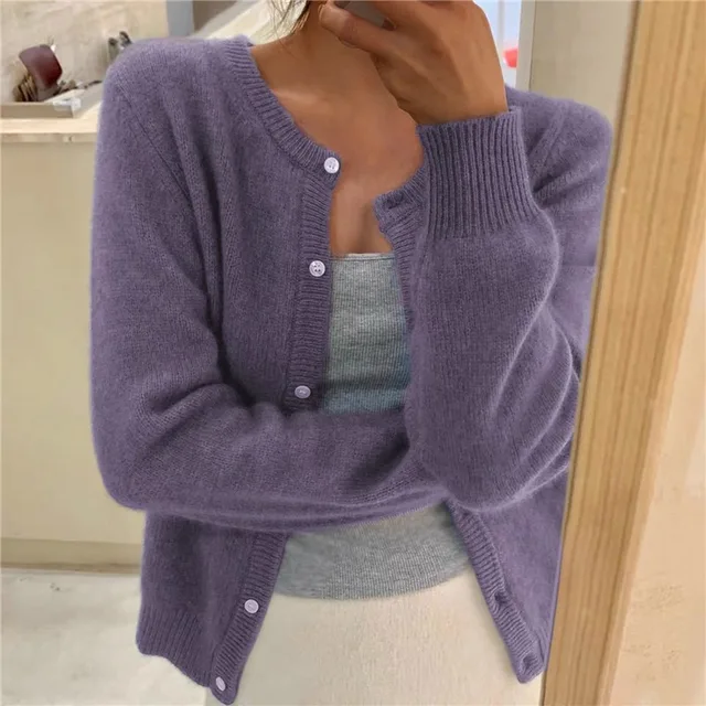 Lilian – Effen Kleur Gebreid Vest voor Dames