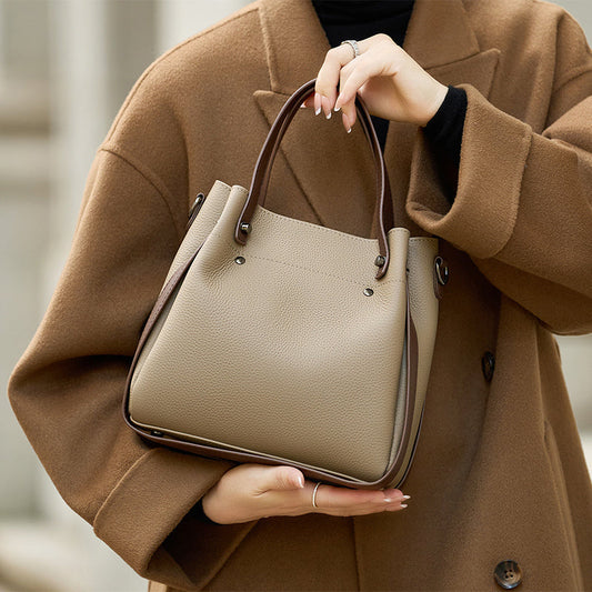 Jill | Luxe Echt Leer Winter Tote Tas met Contrastrand