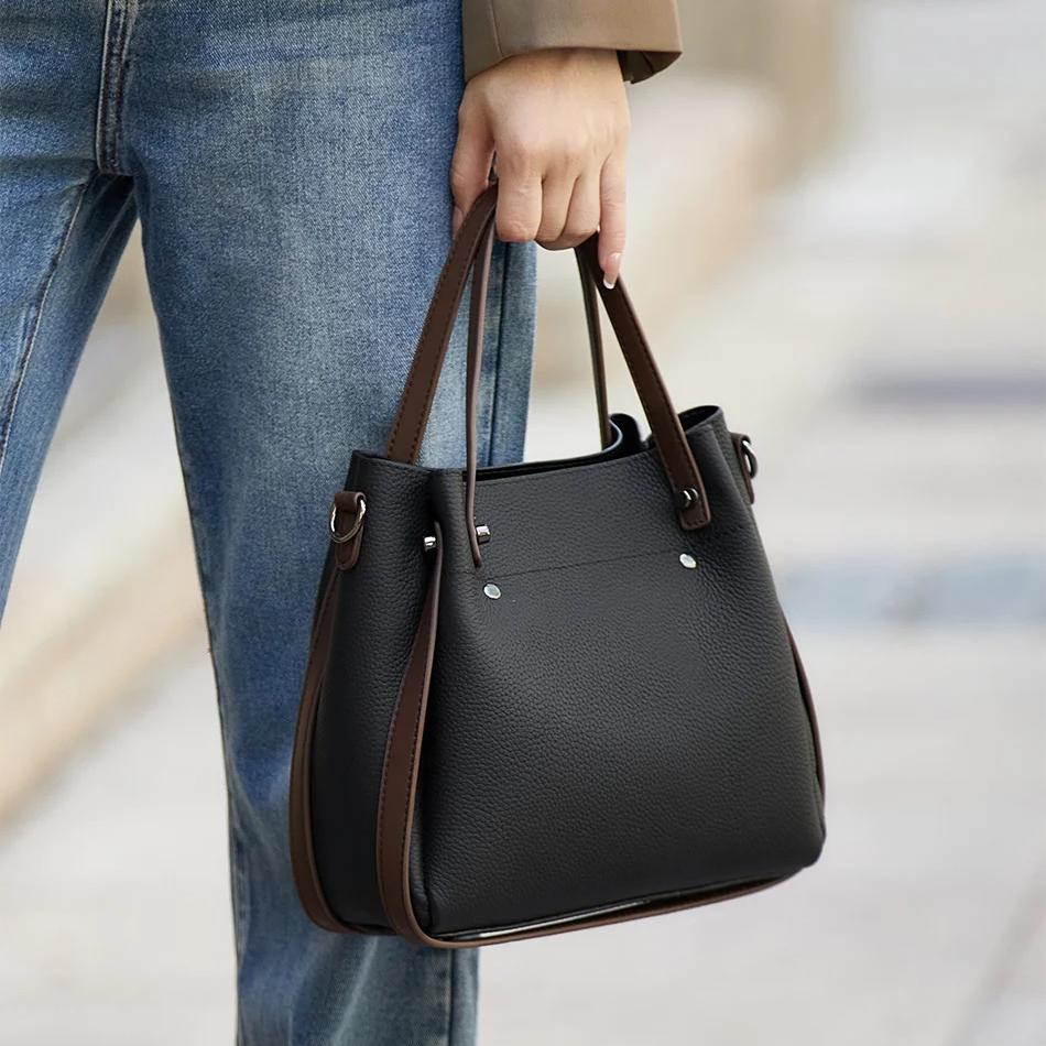 Jill | Luxe Echt Leer Winter Tote Tas met Contrastrand