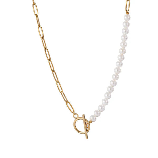 Jovy - Parel & Schakelketting met Toggle Sluiting