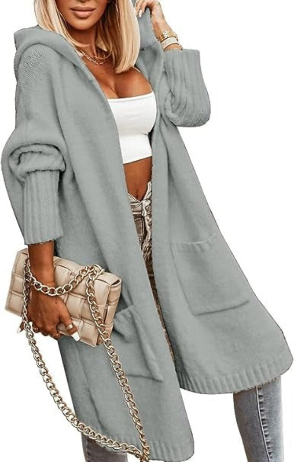 Kyana | Dames Gebreide Cardigan – Wolmix – Oversized Pasvorm – Met Capuchon