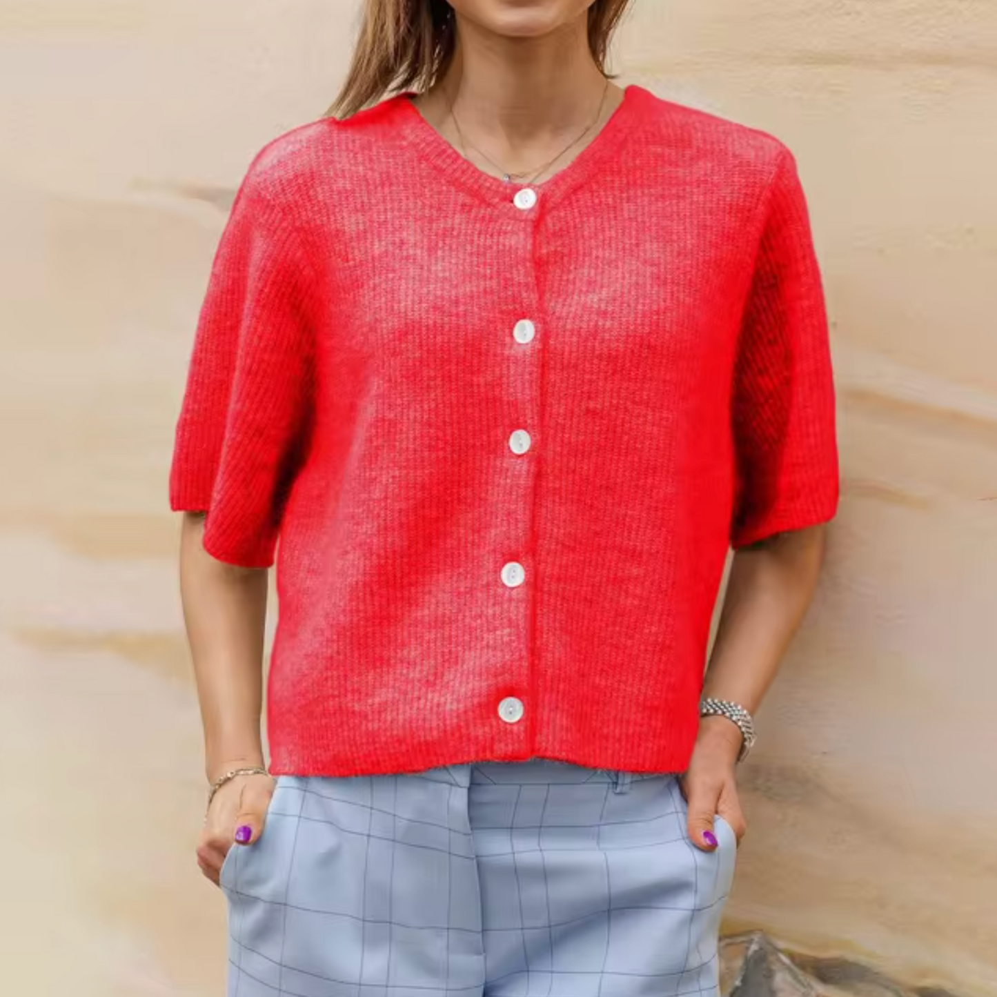 Jessica | Stijlvolle Gebreide Cardigan met Korte Mouwen