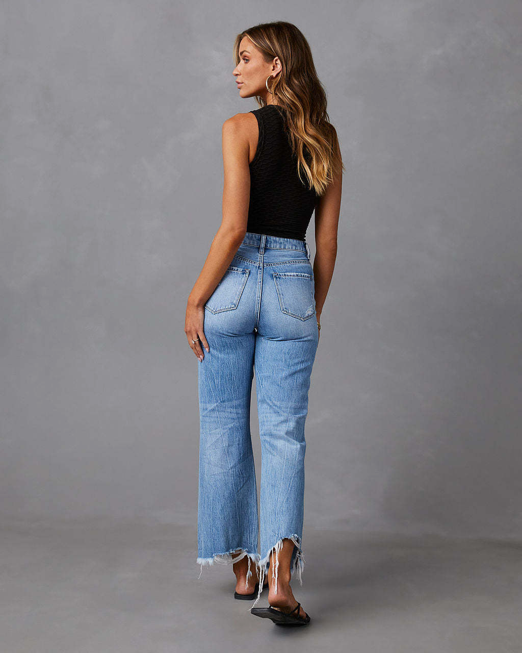 Malene | Gescheurde Jeans met Hoge Taille en Wijde Pijpen