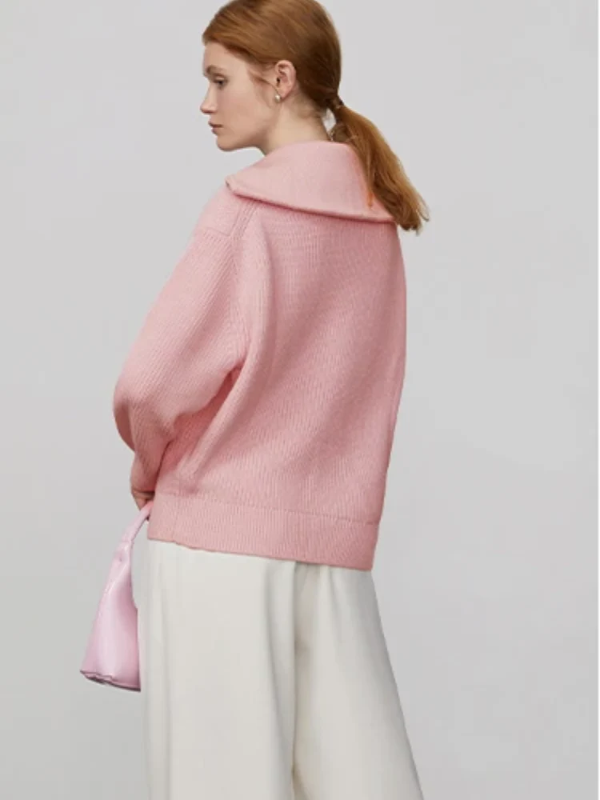GIRL | Luxe Wollen Pullover met Hoge Ritskraag - Relaxte Pasvorm
