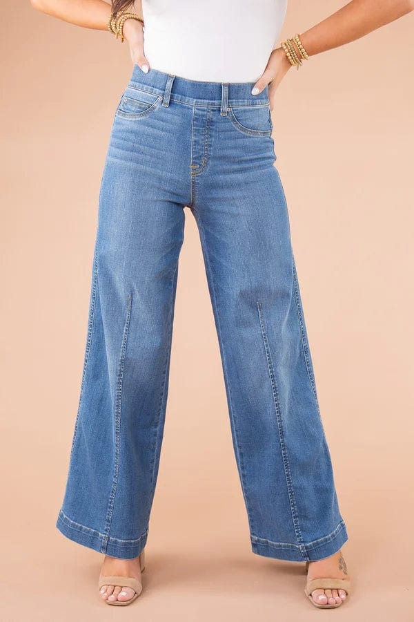 Kesley | Dames Wijde Pijp Jeans - Hoog Taille Denim Comfort
