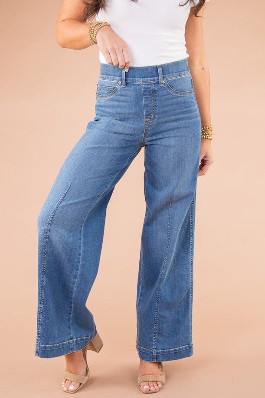 Kesley | Dames Wijde Pijp Jeans - Hoog Taille Denim Comfort