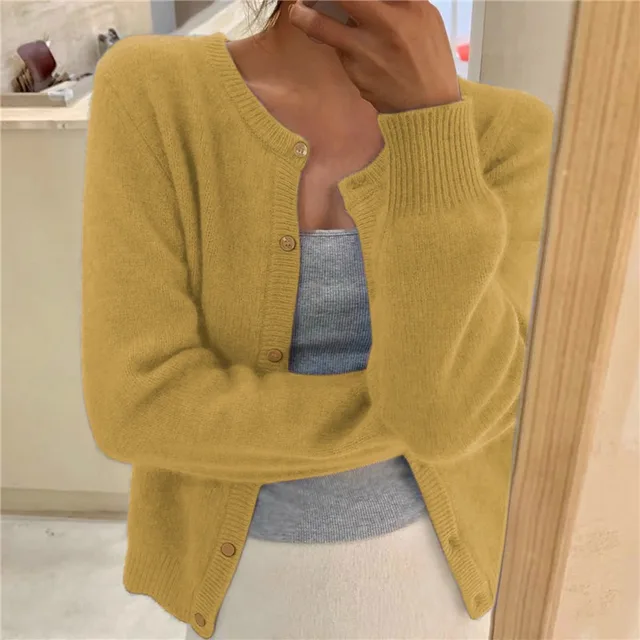 Lilian – Effen Kleur Gebreid Vest voor Dames