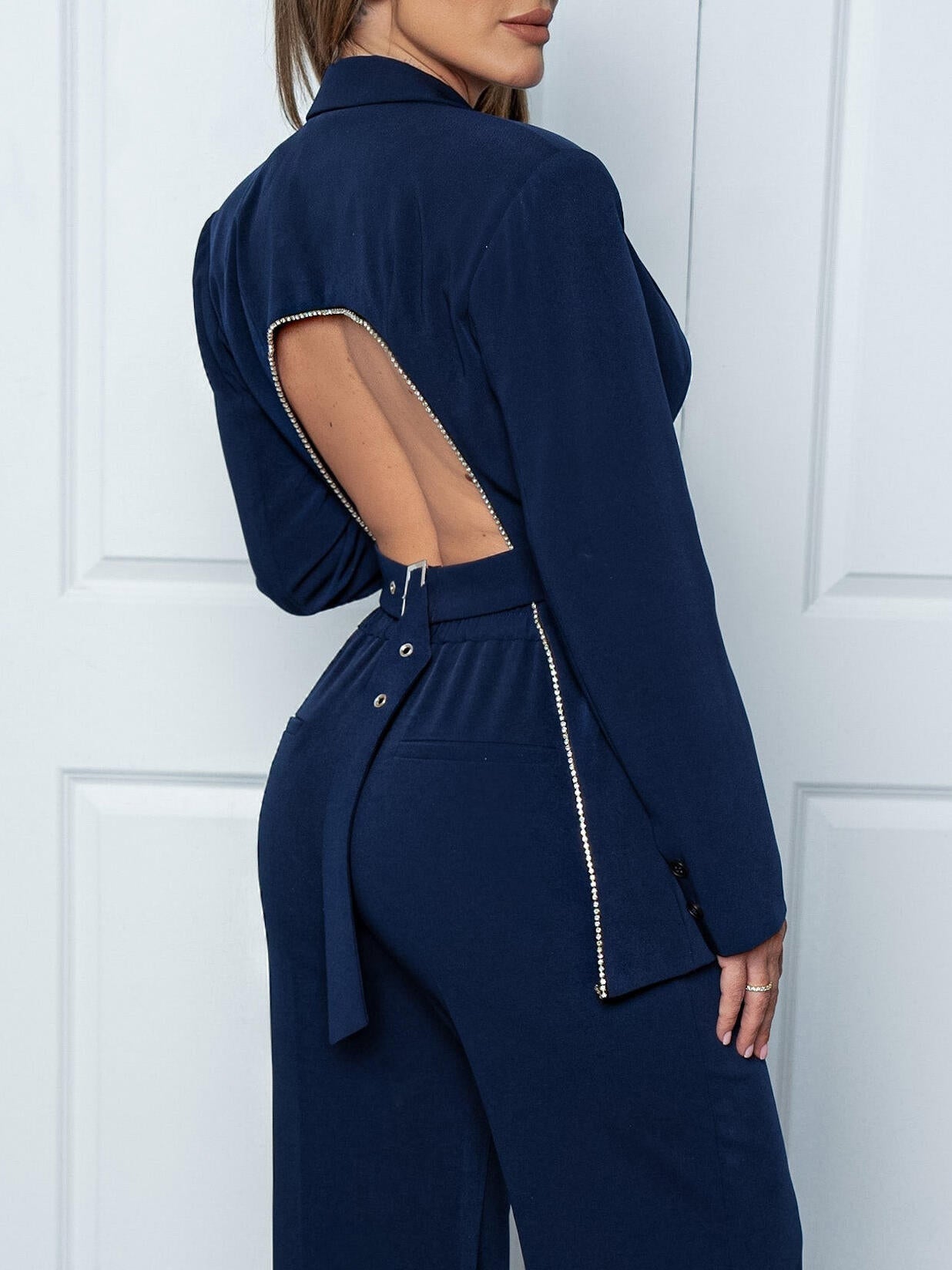 TANA | Stijlvolle Blazer met Open Rug in Donkerblauw