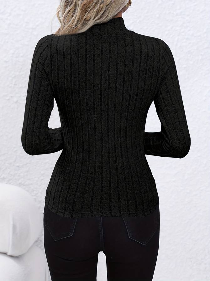 MALLORY | Geribde Longsleeve Winter Top Met Opstaande Hals voor dames