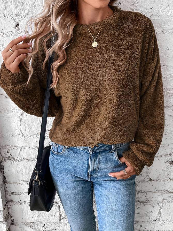 PEGGY | Teddy Fleece Sweater Met Relaxed Fit