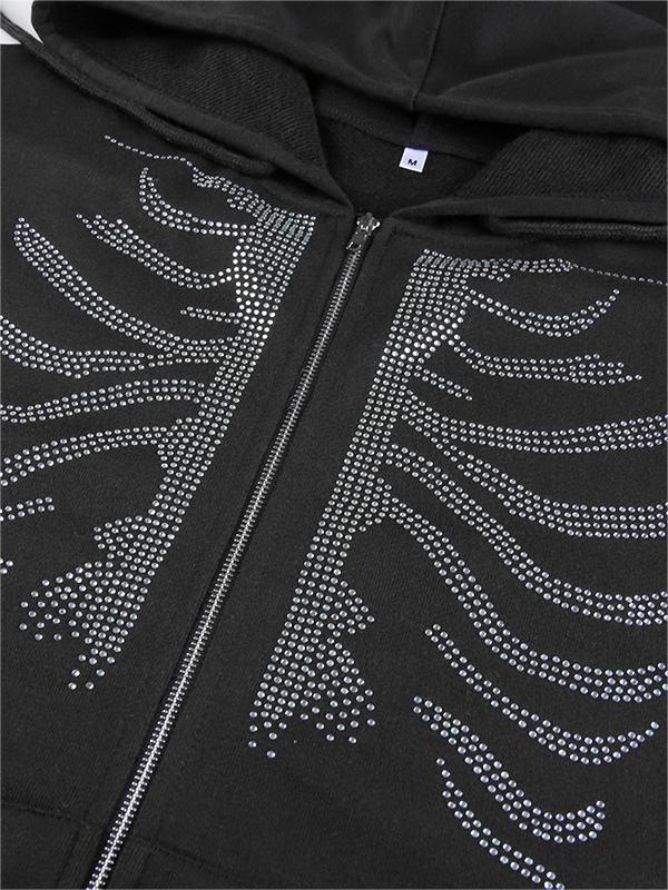 Liane | Zwarte Katoenmix Hoodie met Strass Schedel | Julie Mae