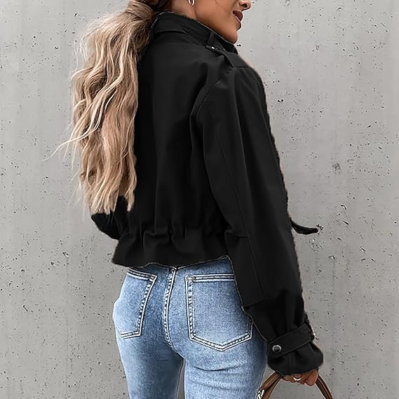 Norma - Casual kort herfst jasje met knopen voor dames