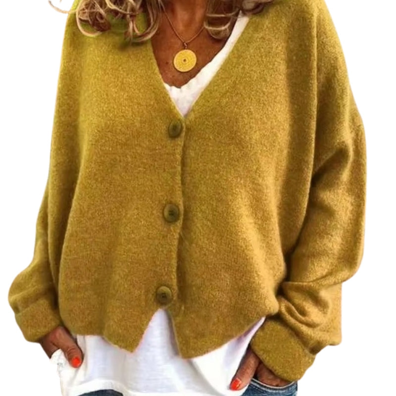 Eloise – Stijlvol Cardigan met lange mouwen en knopen Voorkant