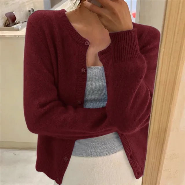 Lilian – Effen Kleur Gebreid Vest voor Dames