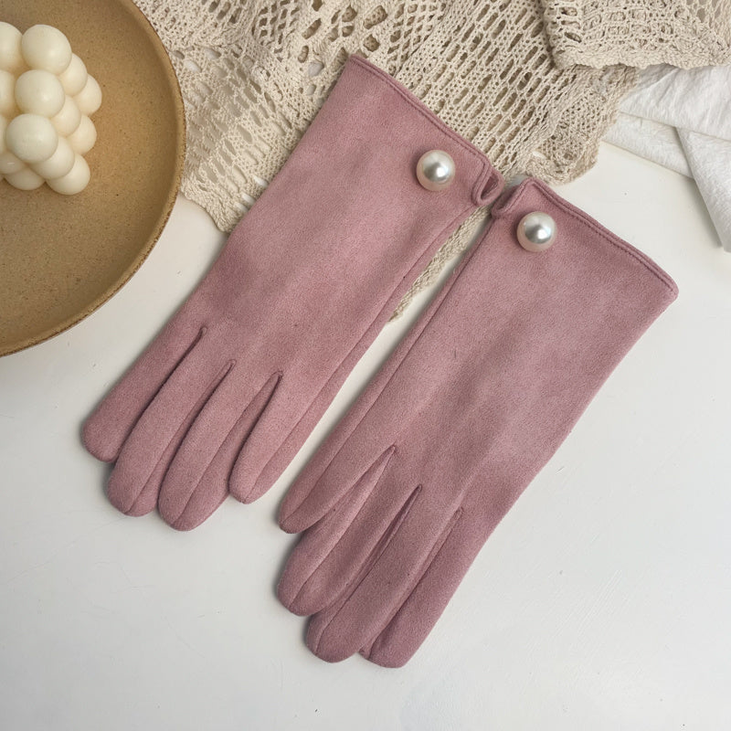 Sadia | Elegante Suède Handschoenen met Parelaccent | Julie Mae