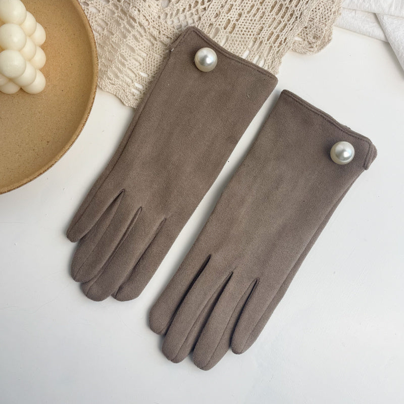 Sadia | Elegante Suède Handschoenen met Parelaccent | Julie Mae