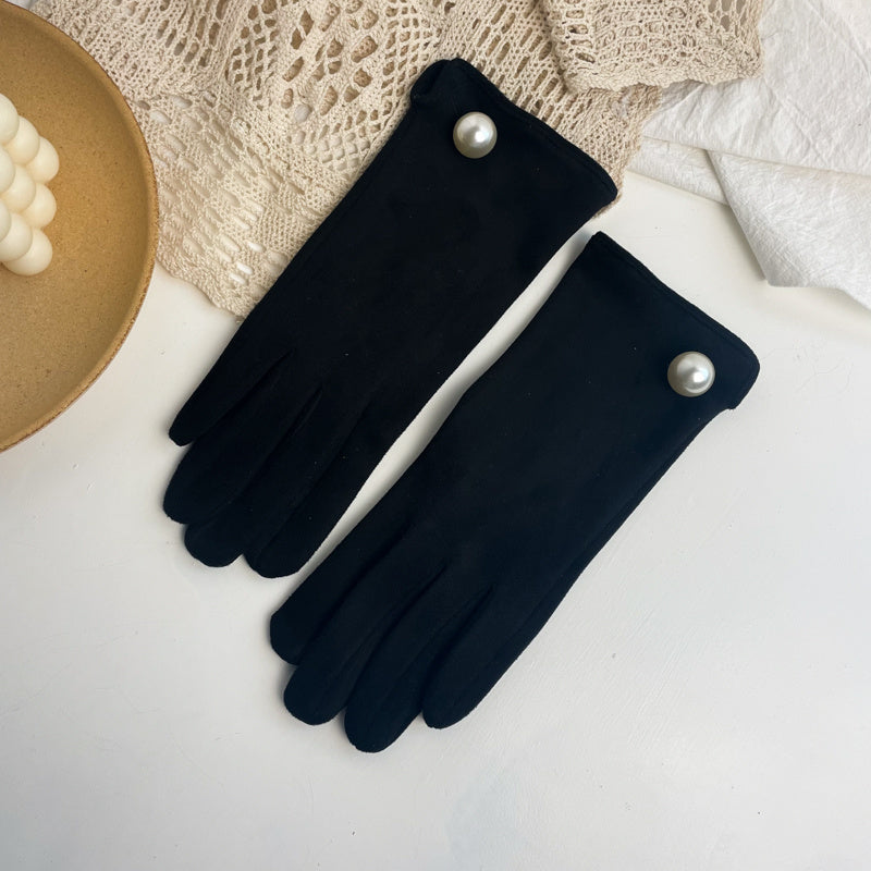 Sadia | Elegante Suède Handschoenen met Parelaccent | Julie Mae