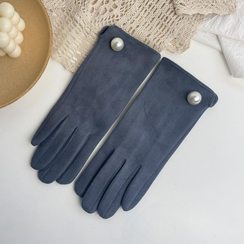 Sadia | Elegante Suède Handschoenen met Parelaccent | Julie Mae