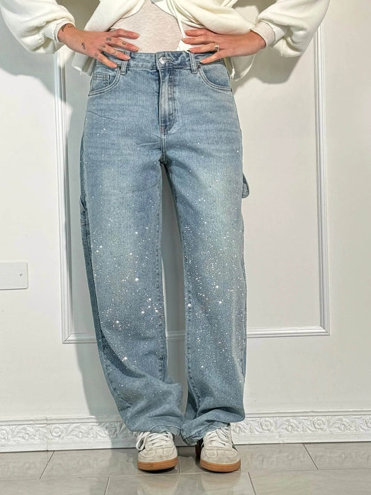 Diede | Balloon Fit Jeans met Sprankelende Details in Denim