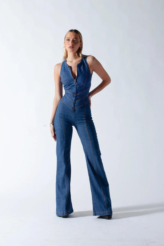MARA | De Ultieme Mouwloze Denim Jumpsuit