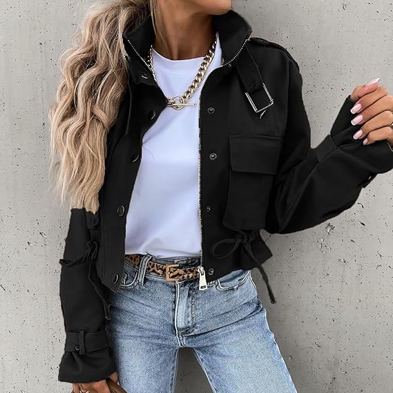 Norma - Casual kort herfst jasje met knopen voor dames