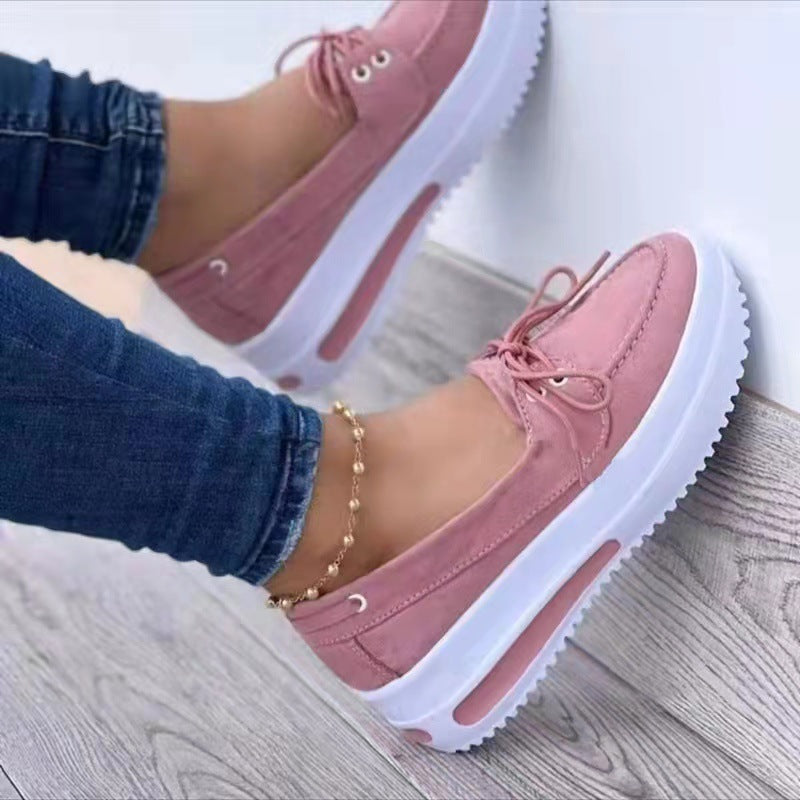 Lia | Dames Platform Loafers Suède Vetersluiting Comfortabel
