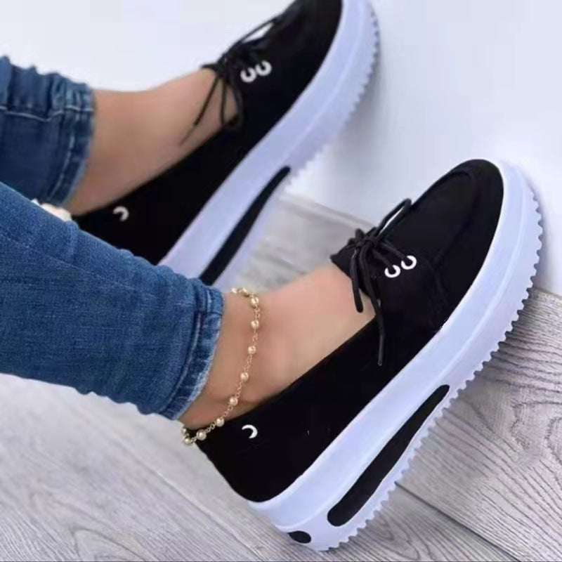 Lia | Dames Platform Loafers Suède Vetersluiting Comfortabel
