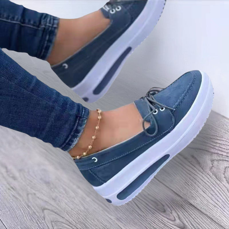 Lia | Dames Platform Loafers Suède Vetersluiting Comfortabel