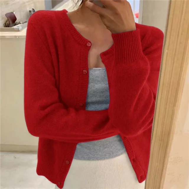 Lilian – Effen Kleur Gebreid Vest voor Dames
