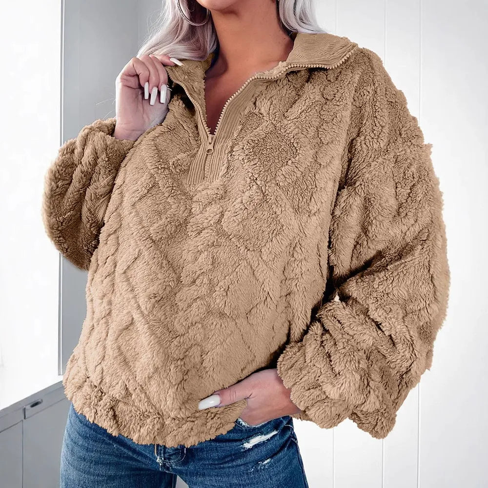 Miller | Dames Trui van Fleece – Gewatteerd – Halve Rits