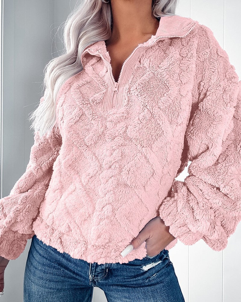 Miller | Dames Trui van Fleece – Gewatteerd – Halve Rits