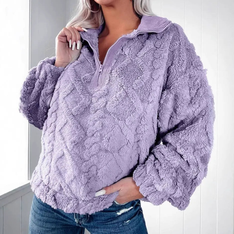 Miller | Dames Trui van Fleece – Gewatteerd – Halve Rits