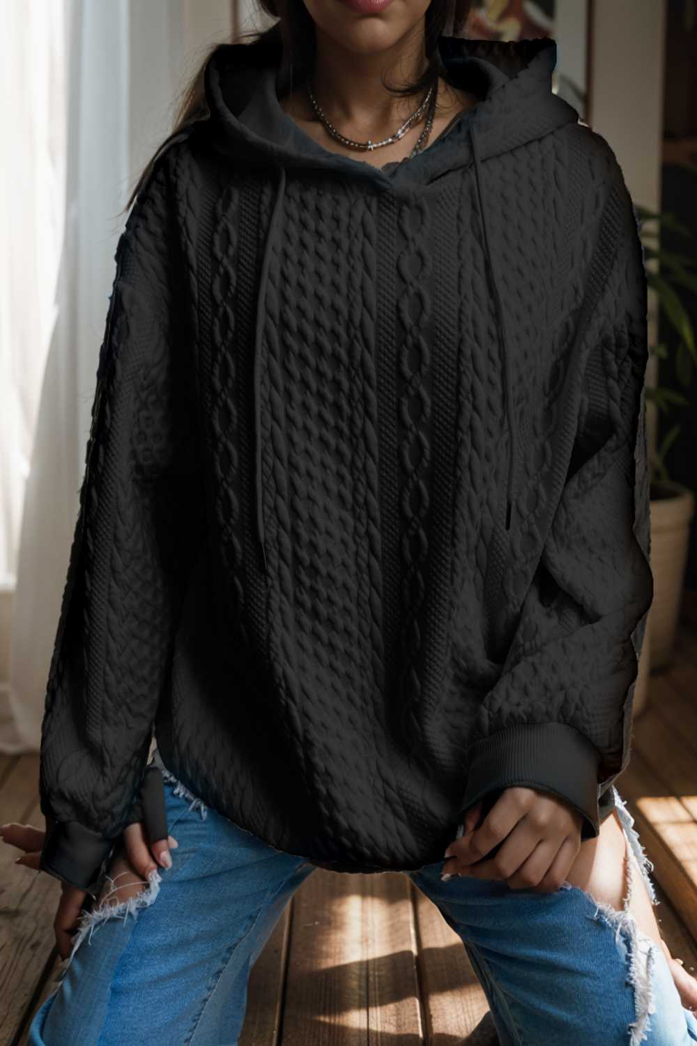 plus size casual hoodie women s plus solid ribbed long sleeve slight stretch hoodie drawstring sweatshirt 127126