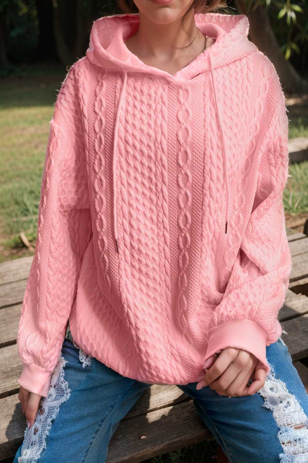 plus size casual hoodie women s plus solid ribbed long sleeve slight stretch hoodie drawstring sweatshirt 127123