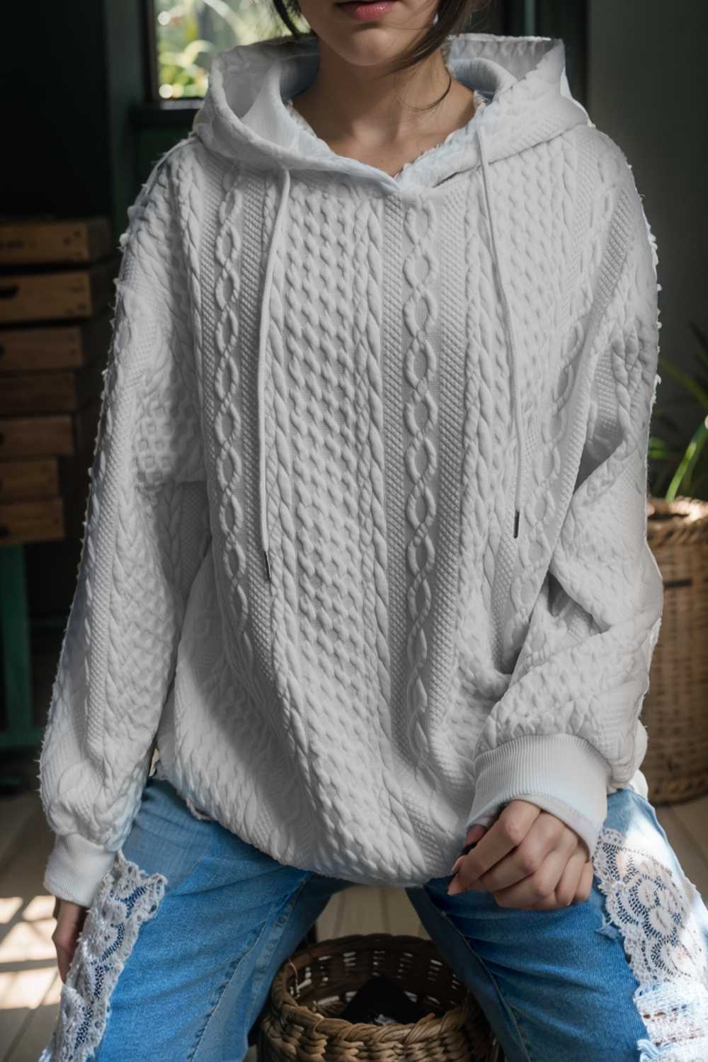 plus size casual hoodie women s plus solid ribbed long sleeve slight stretch hoodie drawstring sweatshirt 127137