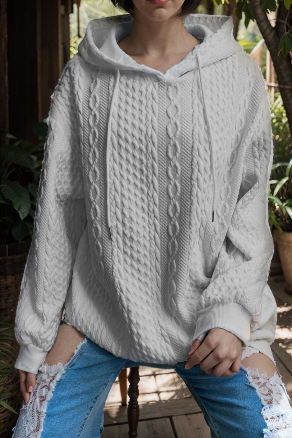 plus size casual hoodie women s plus solid ribbed long sleeve slight stretch hoodie drawstring sweatshirt 127136