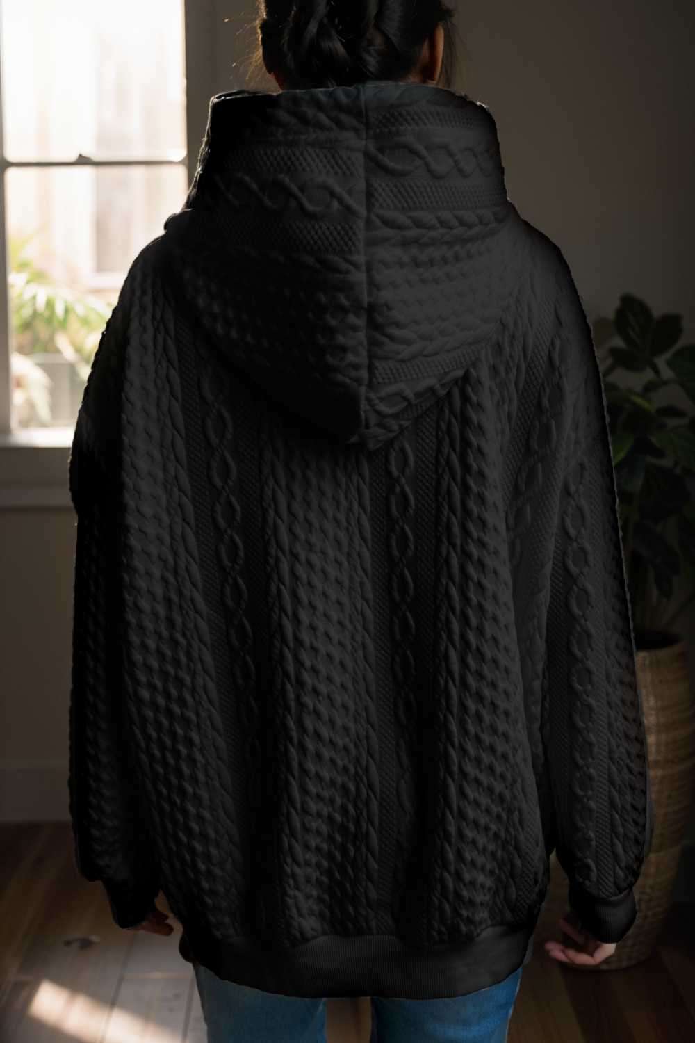 plus size casual hoodie women s plus solid ribbed long sleeve slight stretch hoodie drawstring sweatshirt 127129
