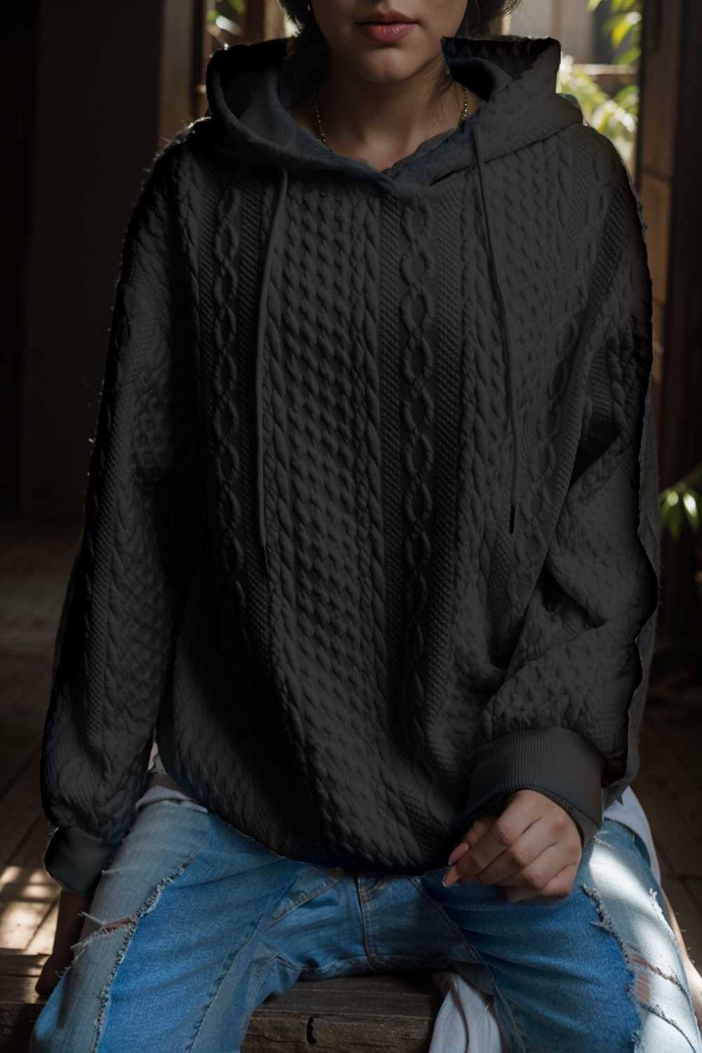 plus size casual hoodie women s plus solid ribbed long sleeve slight stretch hoodie drawstring sweatshirt 127127