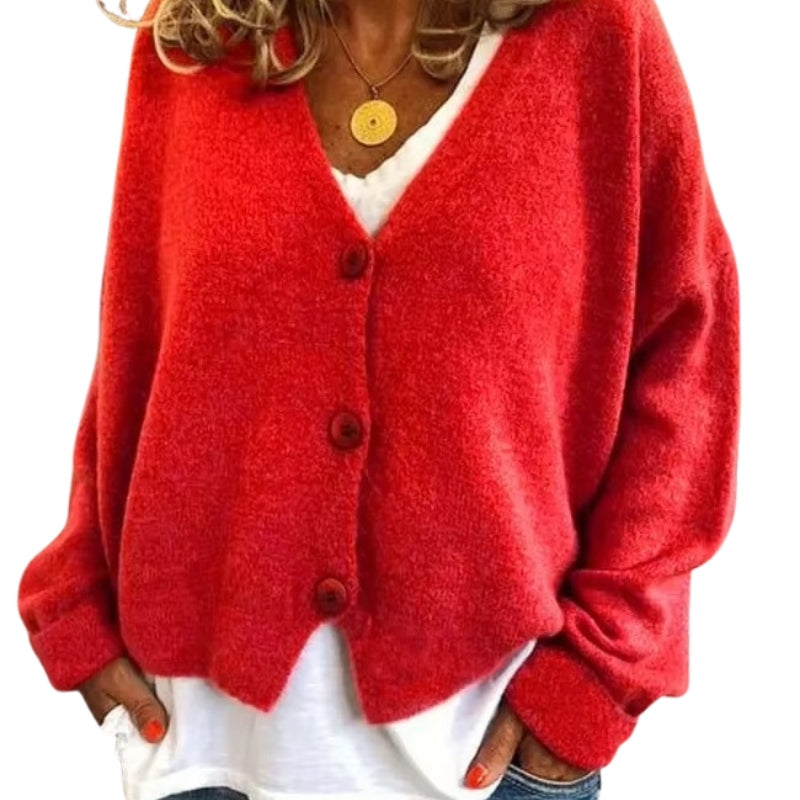 Eloise – Stijlvol Cardigan met lange mouwen en knopen Voorkant