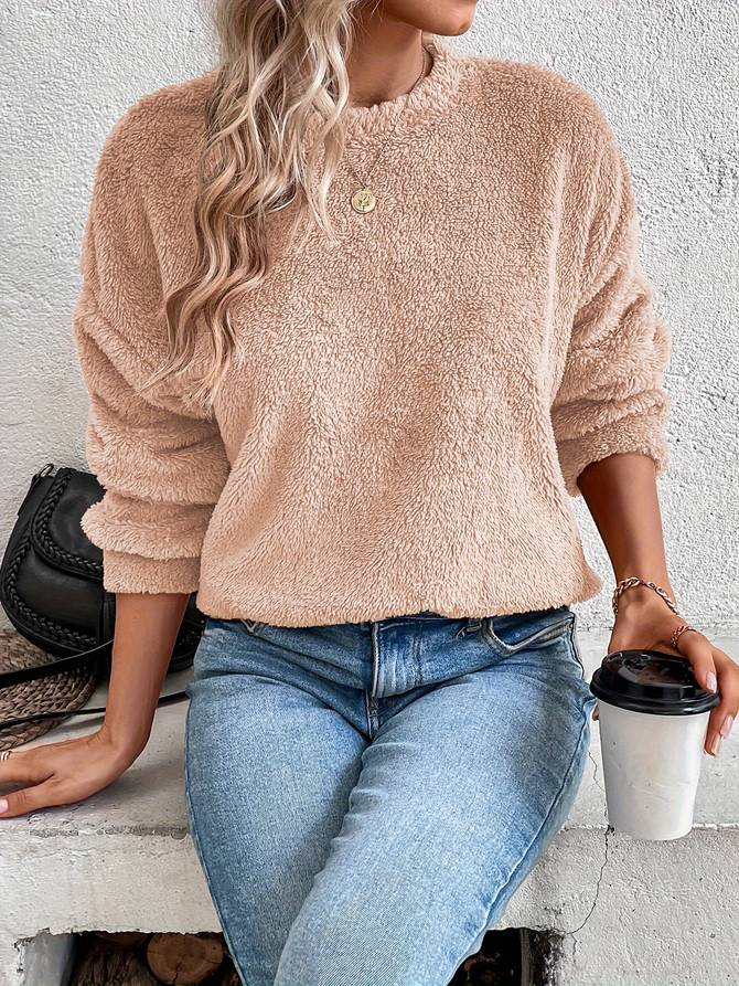 PEGGY | Teddy Fleece Sweater Met Relaxed Fit