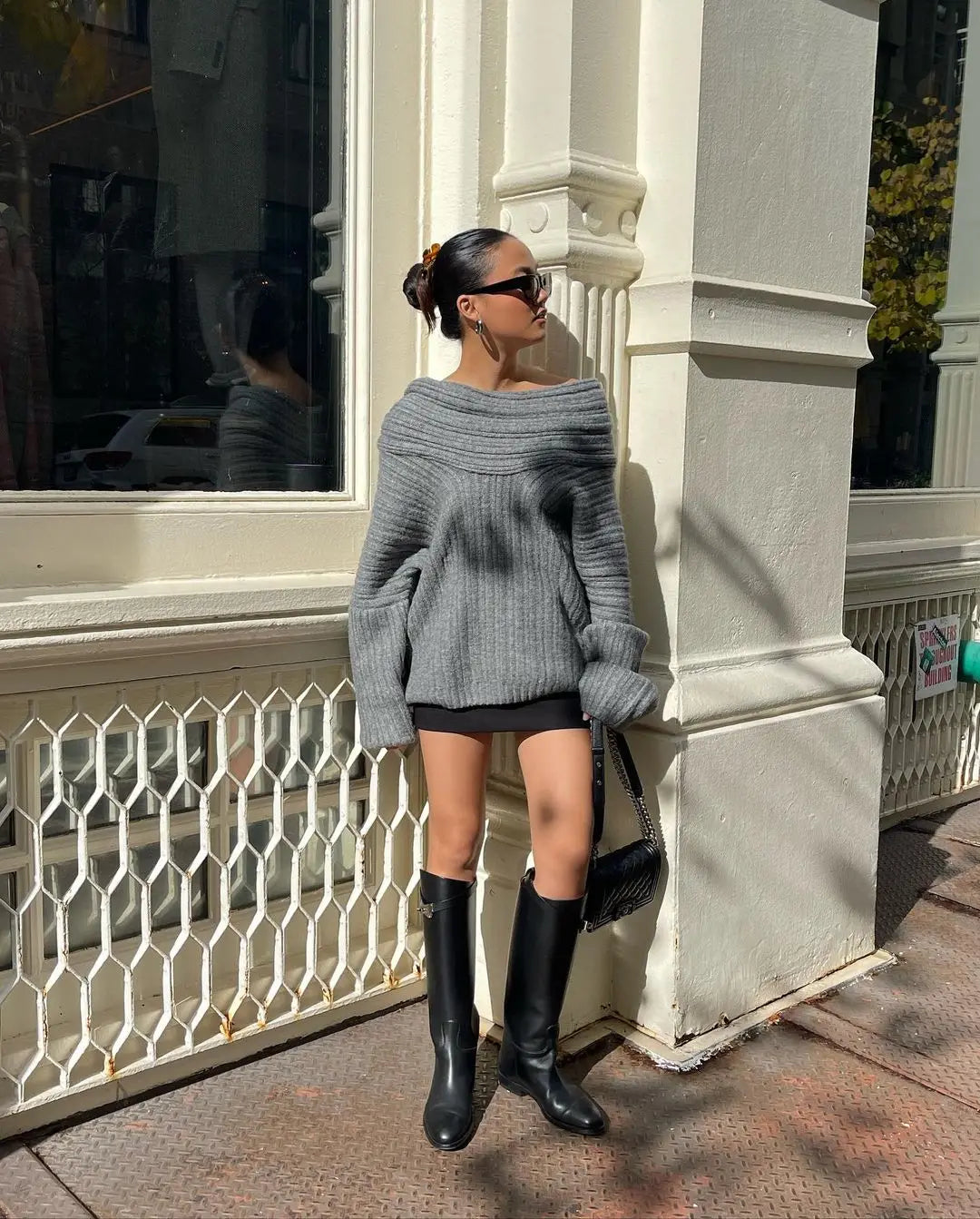 Noami | Grofgebreide Off-Shoulder Winter Trui